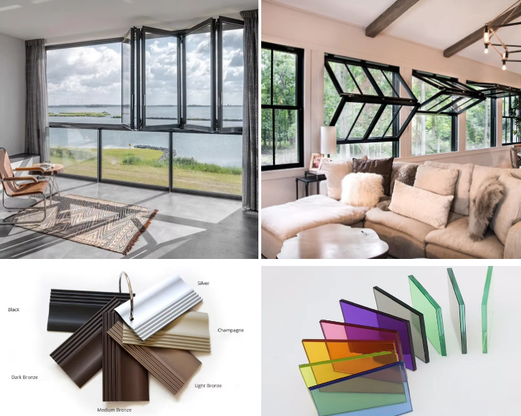 Restaurant Aluminum Double Glazing Folding Window Horizontal Bi-folding Window