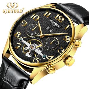 Wholesale luxury brand custom Logo Waterproof Skeleton Leather stainless steel Automatic Mens Tourbillon Watches from china suppliers
