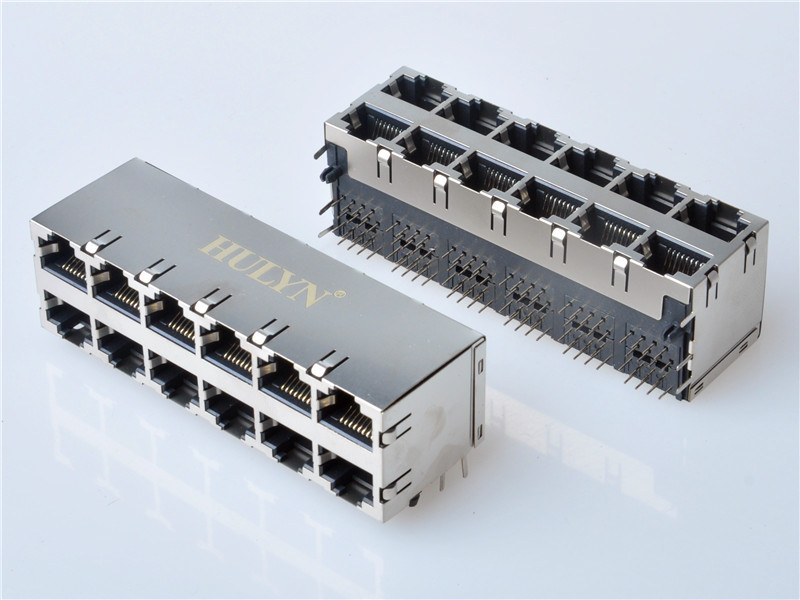 HULYN RJ45 jacks，Shielded RJ45 Modular Jack Connector, Through Hole Type, Side Entry, 2x6 Ports