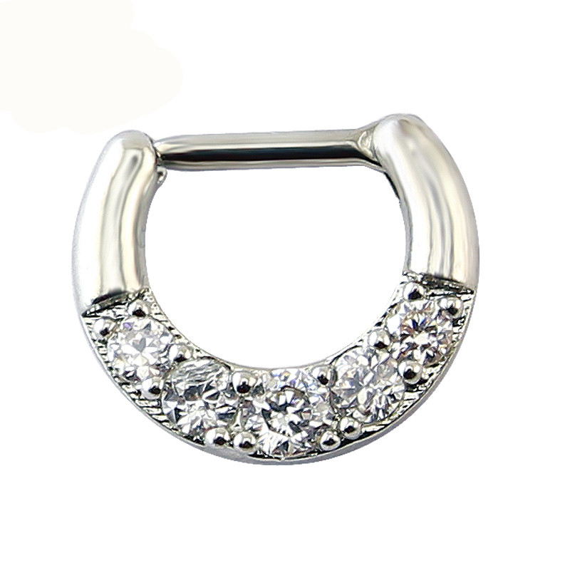 Women Septum Pierced Clicker Jewelry Trendy Septum and Nose Piercing Zircon Nose Hoop Rings Body Piercing Jewelry Septum