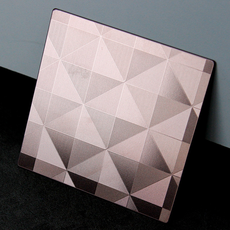 201 304 Pvd Color Textured Sheet Metal With Jigsaw Triangle Texture Stainless Steel