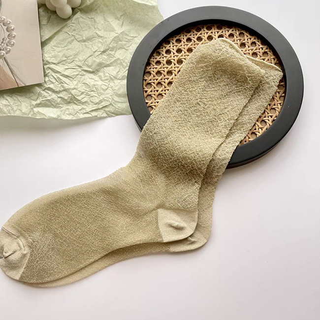 Ladies' Fashion Shiny Gold Silver metallic Yarn Socks Trendy Glittery Slouch Socks