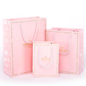 Wholesale Pink Paper Gift Bags For Kids Birthday Holiday Presents from china suppliers