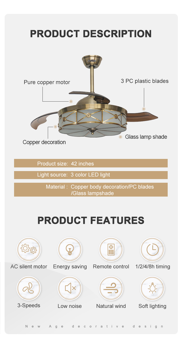 Smart Decorative Invisible Bladeless Neon Chandelier Ceiling Fan for Home Hotel Office