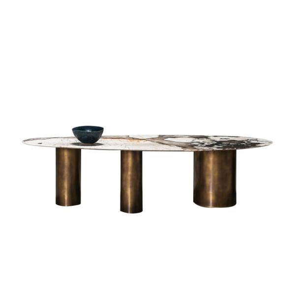 Luxury Italy Style Marble Table Top Table Durable Stable Metal Frame Dining