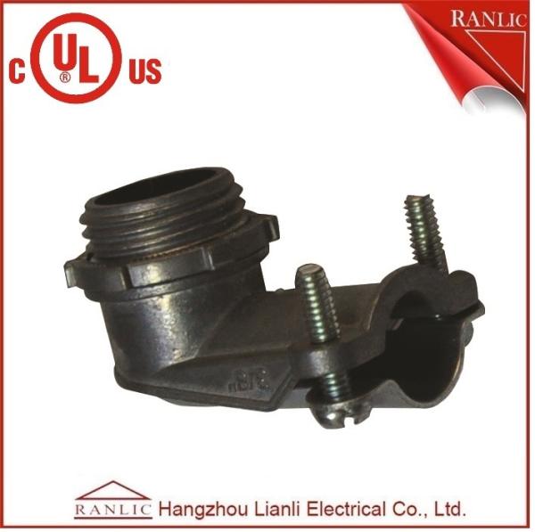 Steel Flexible Conduit Fittings Squeeze 90 Degree BX Connector , UL File No.
