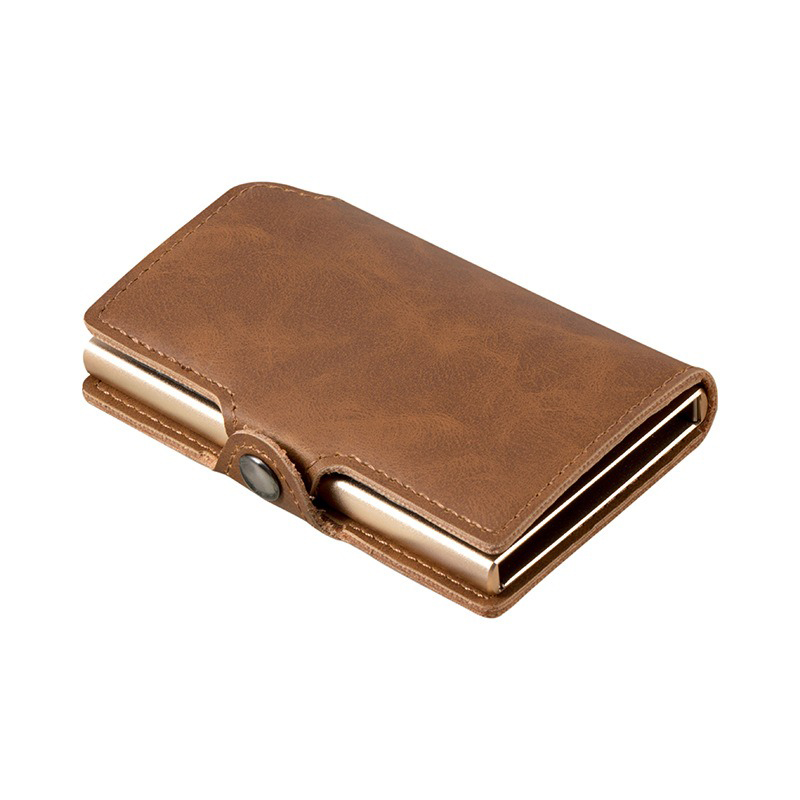 Vintage Style RFID Blocking Steel Wallet With Retractable ID Card Holder And Gift Box