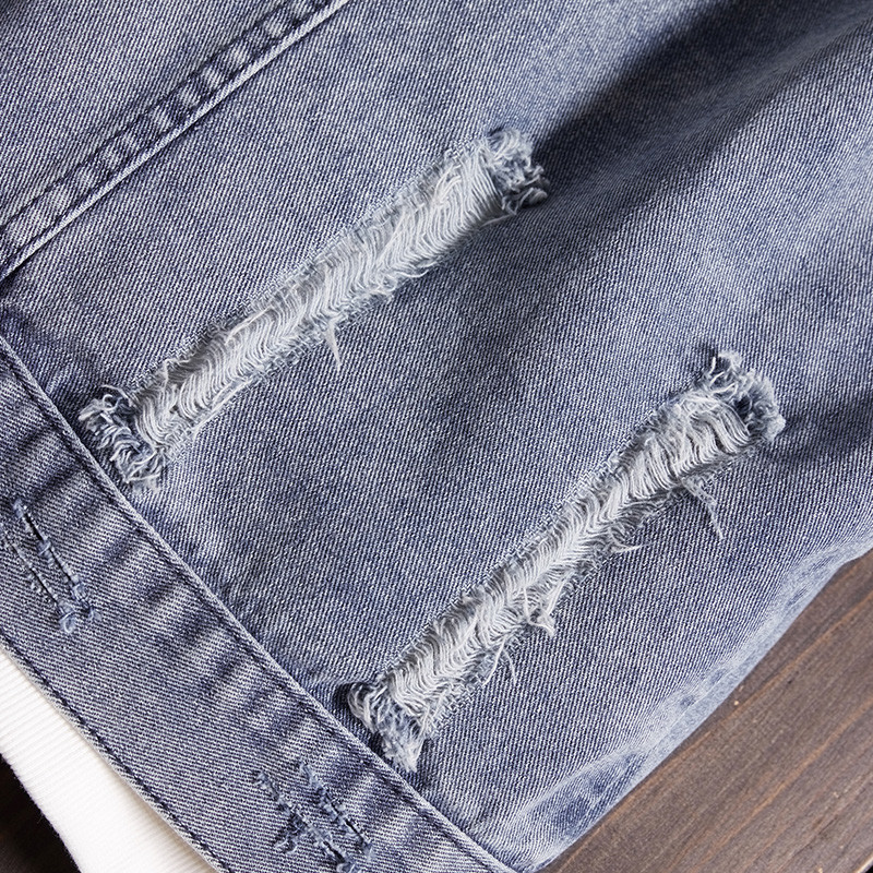 Best clothing manufacturers in China Breathable Oversize Light Blue Jeans Jacket Single Button