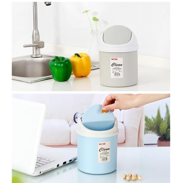 Open Top Mini Table Car Blue Kitchen Trash Can With Swing Lid