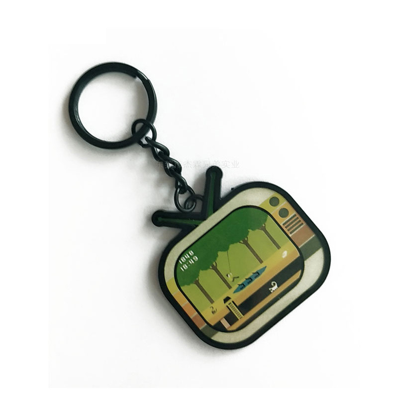 Cartoon Laser Logo Metal Key Ring TV Shape Zinc Alloy For Children Gifts