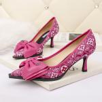 6899-6 Europe And The United States Sexy Pointed Shallow Mouth High Heels Bow