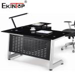 Metal Legs L Shaped Glass Desk Modern Manager Table