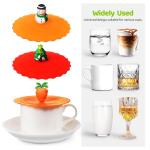 Silicone Mug Lid Cover, Colorful Anti-Dust Silicone Mug Cover Cute Reusable