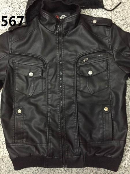 567 Men's black pu jacket coat stock
