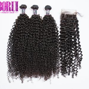 Wholesale Brazilian Afro Kinky Curly Human Hair Weave Bundles With Closure 4Bundles Deals from china suppliers