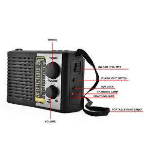 Wholesale Portable Solar Rechargeable Radio Vintage AM FM SW Multi Band Emergency Solar Radio from china suppliers