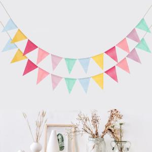 Wholesale Linen Vintage Party Decoration Items Happy Birthday Pennant Banner 12.5cmx17cm from china suppliers