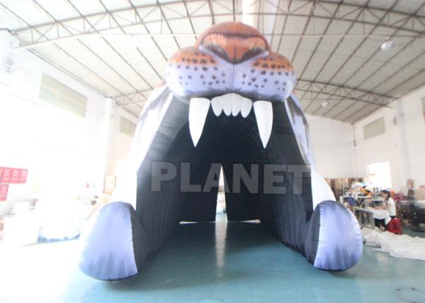 Outdoor Sport Entrance Inflatable Tiger Head Tunnel Advertising Mascot