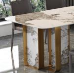 Minimalist Stainless Steel Marble Dining Table For Contemporary Living