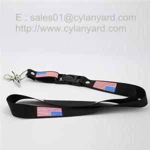 Wholesale US flag printed neck lanyards, American national flag print ribbons from china suppliers
