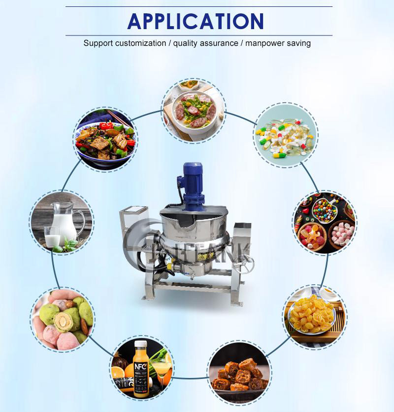 Halwa Paste Jam Steam Jacketed Kettle With Agitator 500L Automatic Cooking Pot Jacketed Steam Kettle