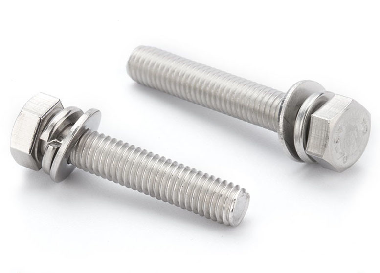 Stainless Steel Hexagon Bolt With Spring And Plain Washer Hex Head SEMS Screws