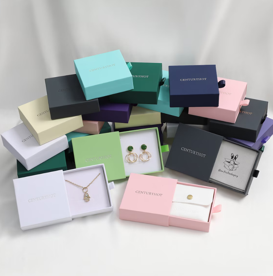 Custom Logo Velvet Jewelry Pouch Drawer Organizer Box Rectangle