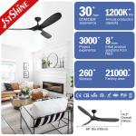 LED Ceiling Fan with Light 1stshine Indoor Black Solid Wood DC Quiet Motor