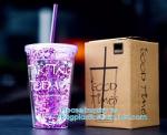 Sequin Double Layer Water Bottle Glitter Cup Heat Cold Insulation Party Home