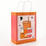 Reasonable Coffee Drink Takeout Twist Kraft Paper Bag Customized Logo Customized