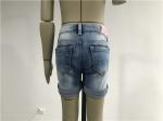 Casual Kids Denim Jeans Girls Mid Thigh Denim Shorts With Dots Woven Contrast