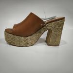 Leather Lined Womens Slip On Platform Pump Heels
