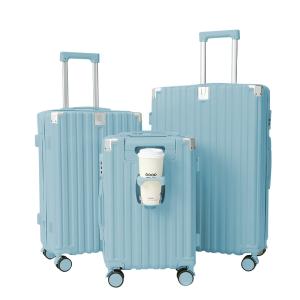 3 piece hard shell suitcase set 1682 New cup holder Mute universal wheel