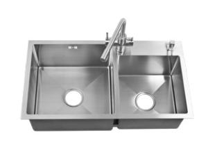 Wholesale Thickness 4mm SS Handmade Kitchen Sink Double Bowl Zero Radius from china suppliers