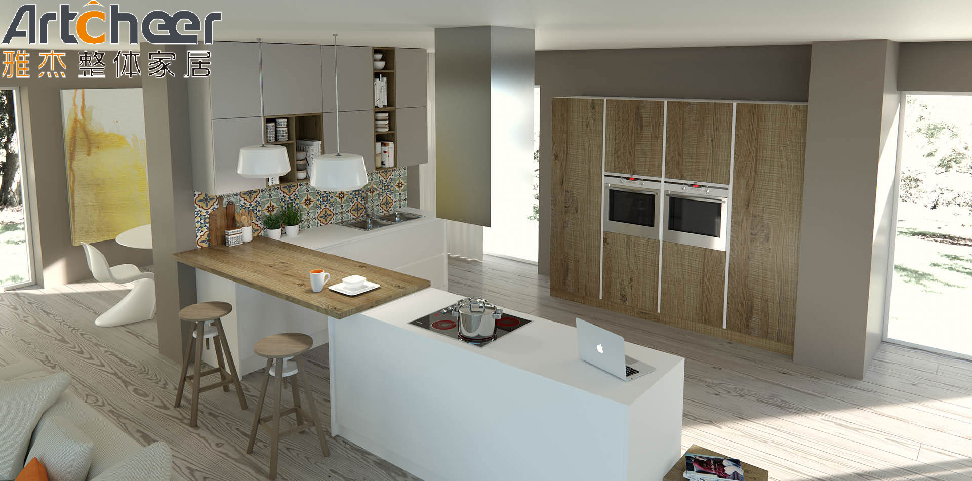Customized Size European Style Kitchen Furniture in Plywood with Modular Cupboard Set
