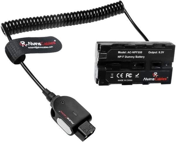 Alvin's Cables NP F550 Dummy Battery to Alvins Smart D-tap Coiled Power Cable