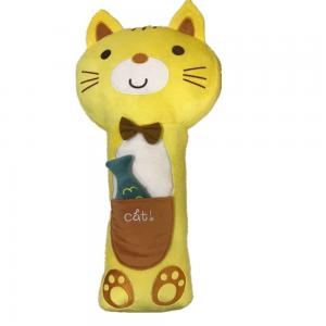 Wholesale Cute Yellow Plush Cat W/ Fish in Pocket Cushion Car Pillow Toy for Stress Relief from china suppliers