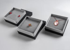 Wholesale Grey Velvet Lined Cardboard Jewelry Packaging Boxes With Customizable Logo Printing from china suppliers
