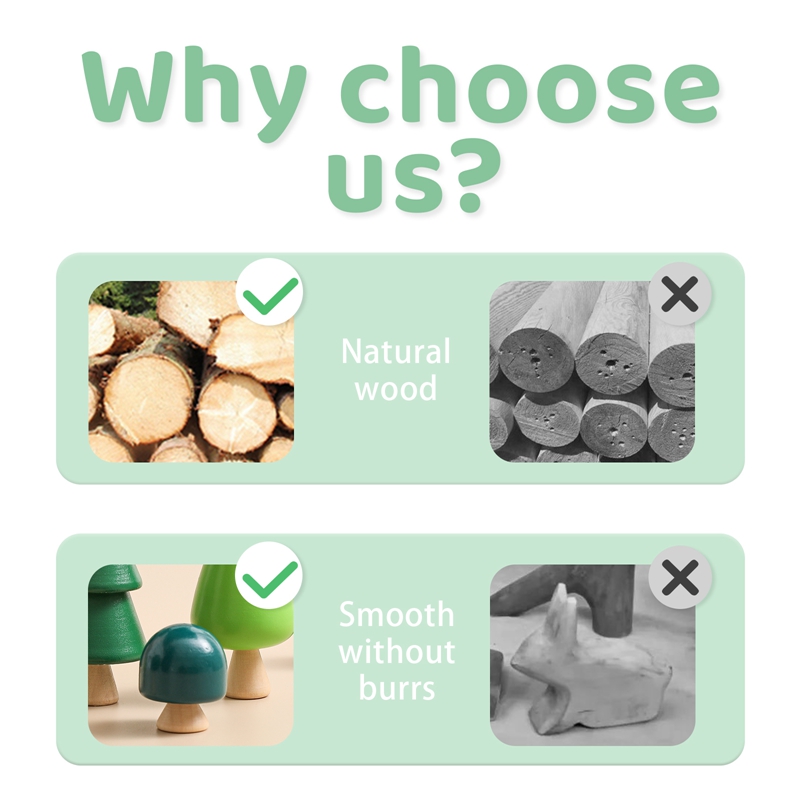 Mushroom Shape Wooden Blocks For Children Educational