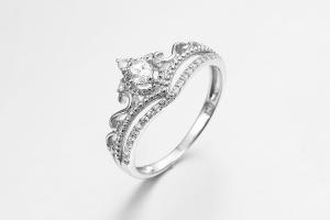 Wholesale 1.87g 925 Silver CZ Rings Sterling Silver Princess Crown Ring OEM from china suppliers