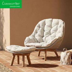 Wholesale Powder Coated Aluminum Frame Outdoor Lounge Set with Teak Weaving Rope Modern Style Garden Furniture from china suppliers