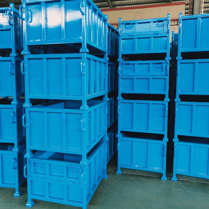 Industrial Warehouse Grid Metal Pallet Box With Foldable And Multiple Colors