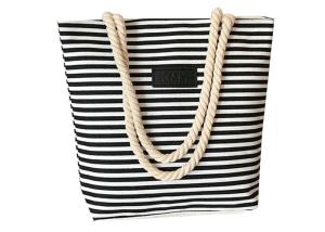 Wholesale Large Striped Canvas Tote Bag For Travel / Office / Daily Casual Occasion from china suppliers