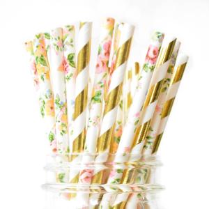 Wholesale Customer Printed Paper Party Straws 0.25 Inches Diameter Durable Reusable from china suppliers