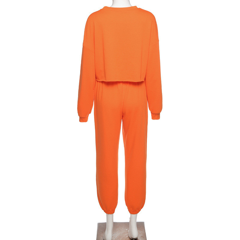 Casual 2 Piece Sweatpants Set Womens Women Cropped Hoodie Jogger Set