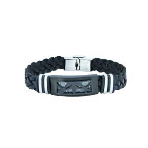 Wholesale Europ American Fashion Trendy Stainless Steel Geniune PU Leather Bracelet Bangle LBL71 from china suppliers