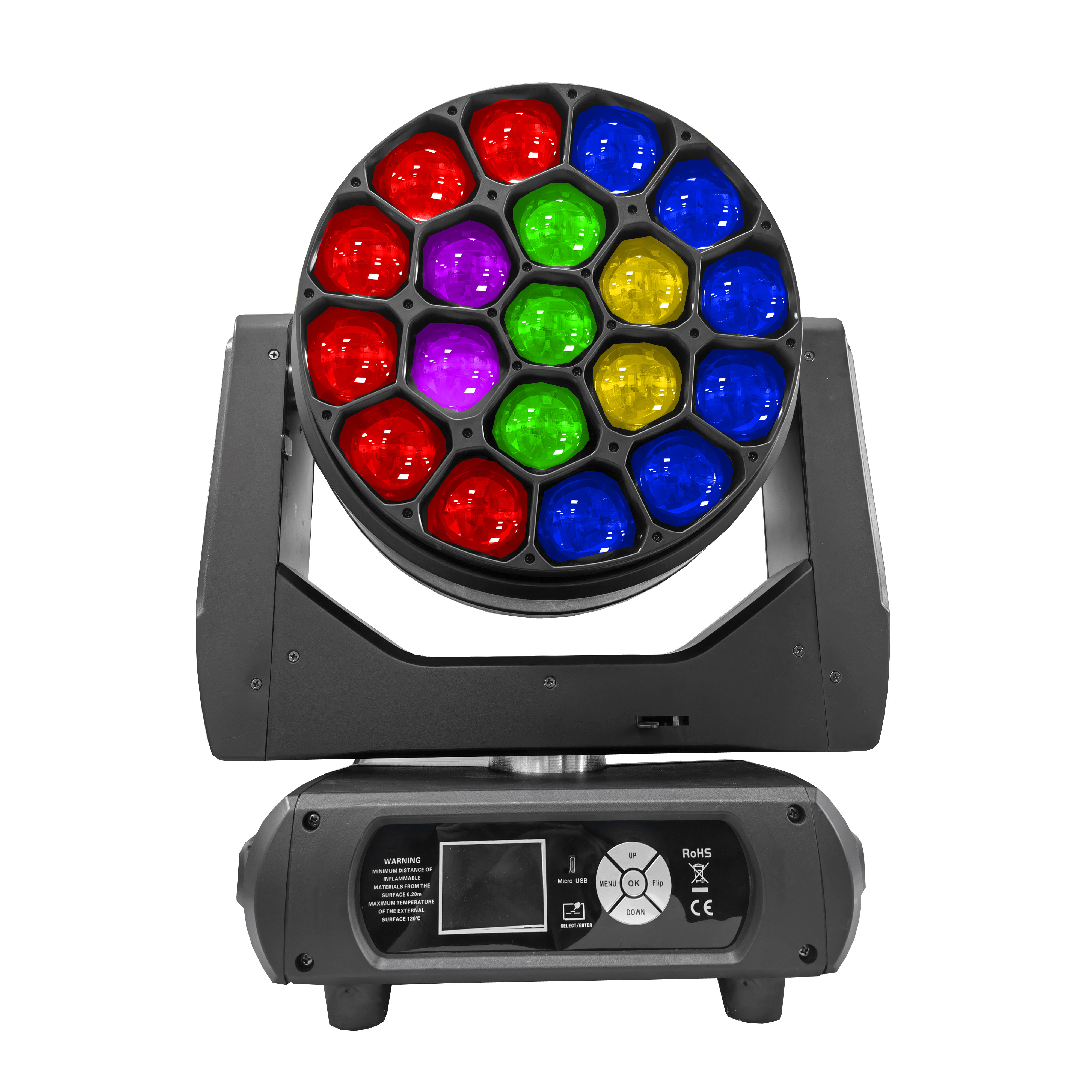 IP20 19pcs Big Bee Eyes LED Moving Head Beam Light Focusing Dye Light for DJ Equipment