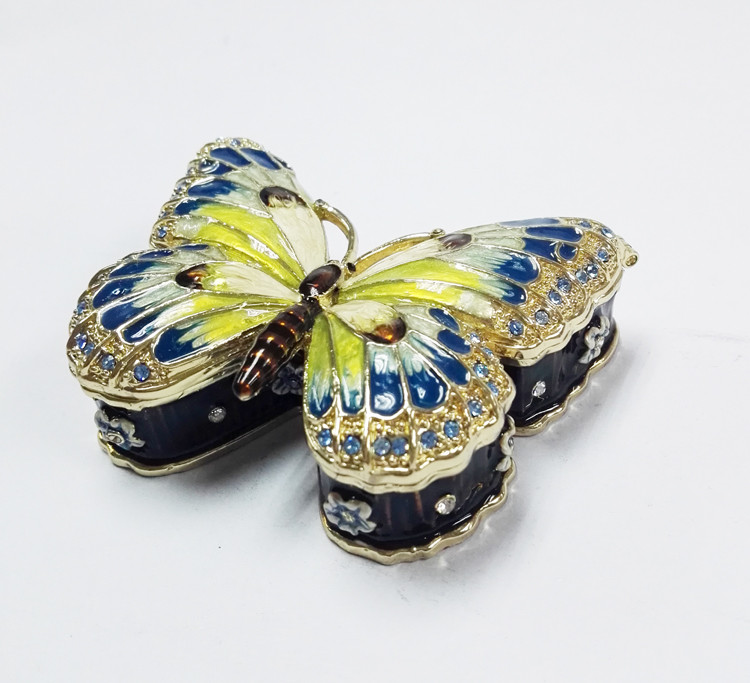Colorful Butterfly Metal Alloy Jewelry Box Butterfly Trinket Box