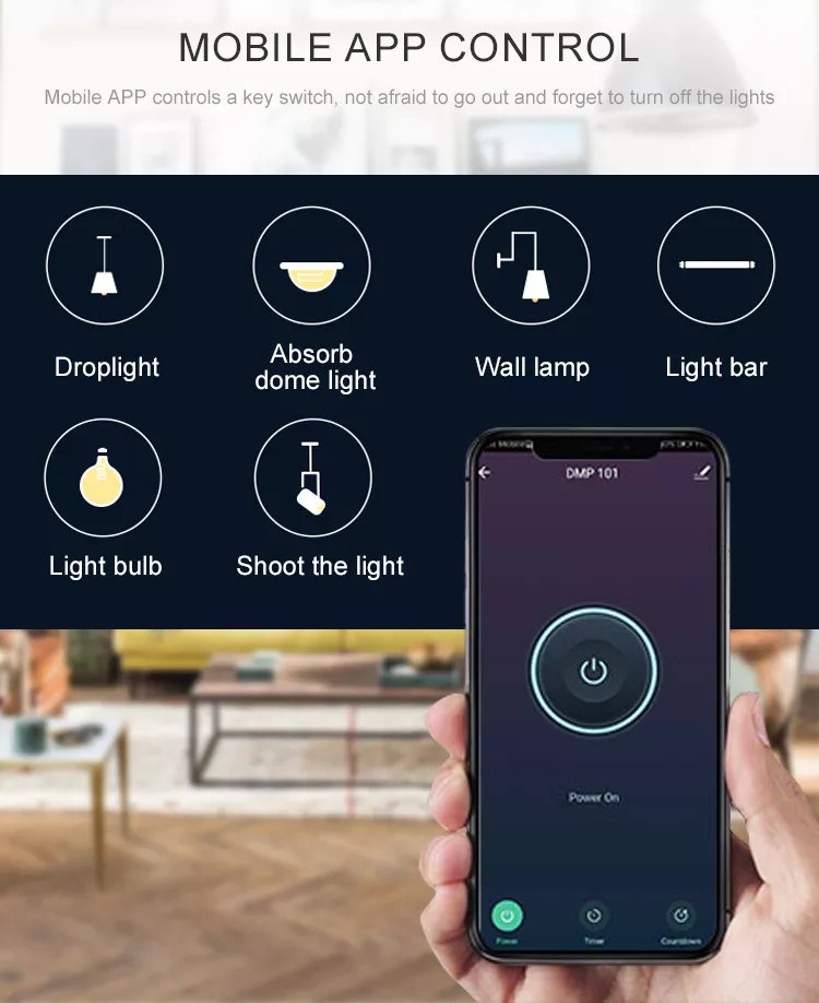 Glomarket Tuya Wifi Smart Home Lamp Switch Wireless Remote Work With App/Alexa Google Voice Control Smart Home