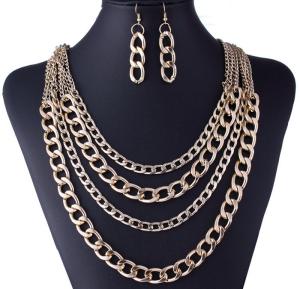 Wholesale Personality wild long section of multi-chain necklace with earrings punk tassel necklace from china suppliers